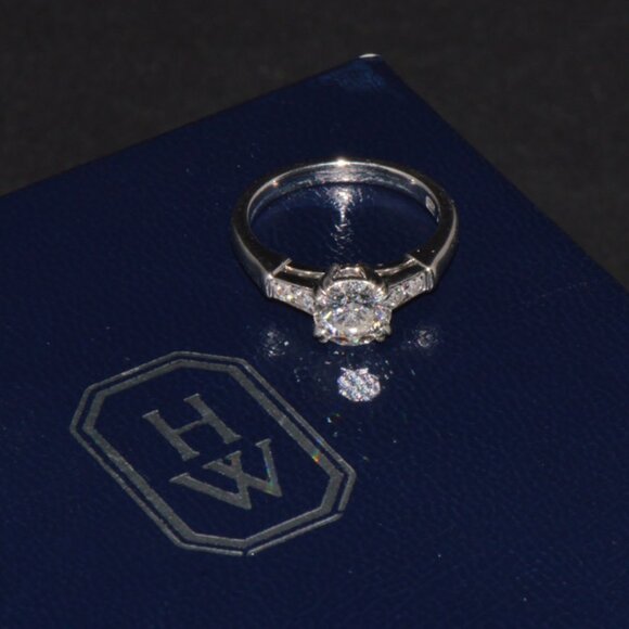 Genuine Harry Winston GIA Certified .77CT Diamond Tryst Platinum Engagement Ring - Picture 1 of 14